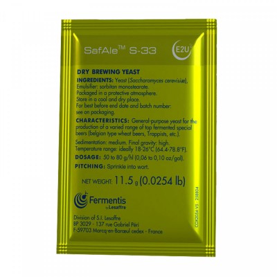 Levure fermentis - SafAle S-33 - 11,5 g